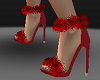 (K) Red Furry Heels.