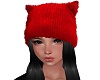 Red Cat Hat W Black Hair