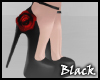 BLACK heel red rose