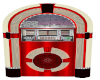 red retro jute box radio