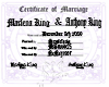 K€ King Marriage Cert