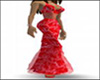 Red Floral Fishtail Gown