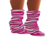 Pink Zebra Sock Boots