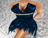 Blue Feather Party Dress