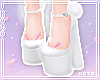 琴. White bunny heels