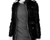 biker jacket + gray shir