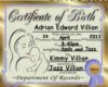 Adrian Birth Certificate