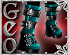 Geo Punk Boots teal