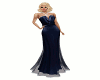 Navy Cowl Neck Gown