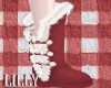 fur boots red