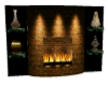 fireplace with shelfs