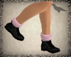 KID Black boots pink sox