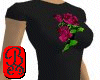 black t-shirt with roses