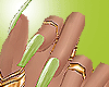 N! Green nails rings
