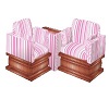 pink stripped chairs