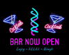 Neon Bar Now Open Sign