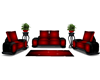 red/blk couch w/poses