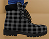 Gray Work Boots Plaid M