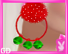 Red Puff Bell Earrings