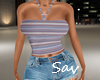 Jeans/Halter-Blue Stripe