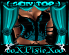 black & teal sexy top