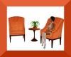 orange velvet chair set