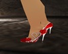 red satin & diamond pump