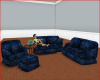 Blue Suede Couch Set