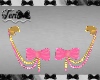 Gold Pink Bow Earrings
