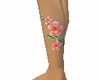 Peach Rose Vine Leg Tat