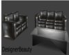 DB Blk Leather Couch Set