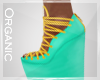 Teal&Gold Wedge Lace-UP