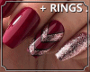 ! Burgundy Nails Rings