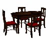 WOOD TABLE/RED CUSHIONS