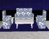 indigo floral sofa set