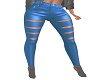 torn blue leather pants