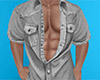 Gray Open Denim Shirt M