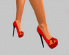 gold red floral heels