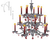 Pewter Chandelier red