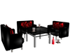  Black/Red Chairs/Table