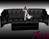 (Ana) Leather Couch Blk