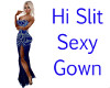 Hi Slit Sexy Gown Blue