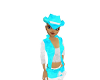 teal white  cowgirl  hat