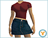 Jeans Skirt and V-Neck