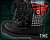   studded boots /plaid
