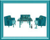 Club Table Chairs Teal