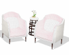 pink white chairs