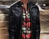 leather +plaid red