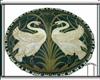 Swans in green round rug