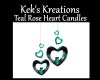 Teal Rose Heart Candles